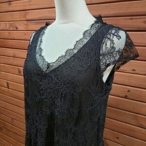 Whimsygoth Womens Size Small Sheer Lace Overlay Top Witchy Goth Romantic